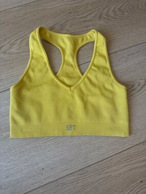SET Active Yellow Ribbed Racerback Sports Bra